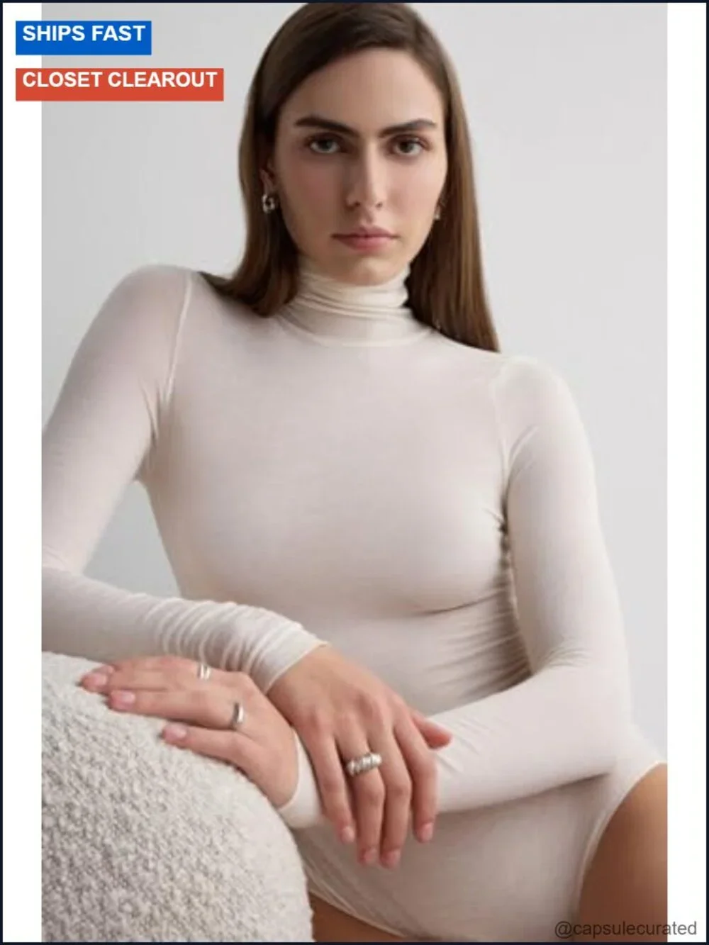 Long Sleeve High Collar Bodysuit in Modal Ultralight with Cashmere